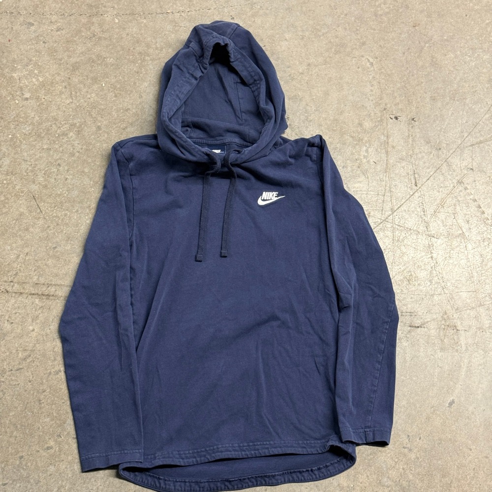 Nike Mens Navy‎ Blue Long Sleeve Hooded T-Shirt Futura Logo XS Hoodie Tee